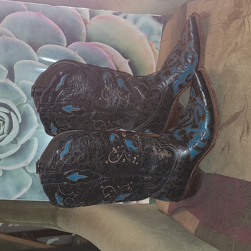 Pecos Bill Leather Cowboy Boots 8 - Picture 7 of 14